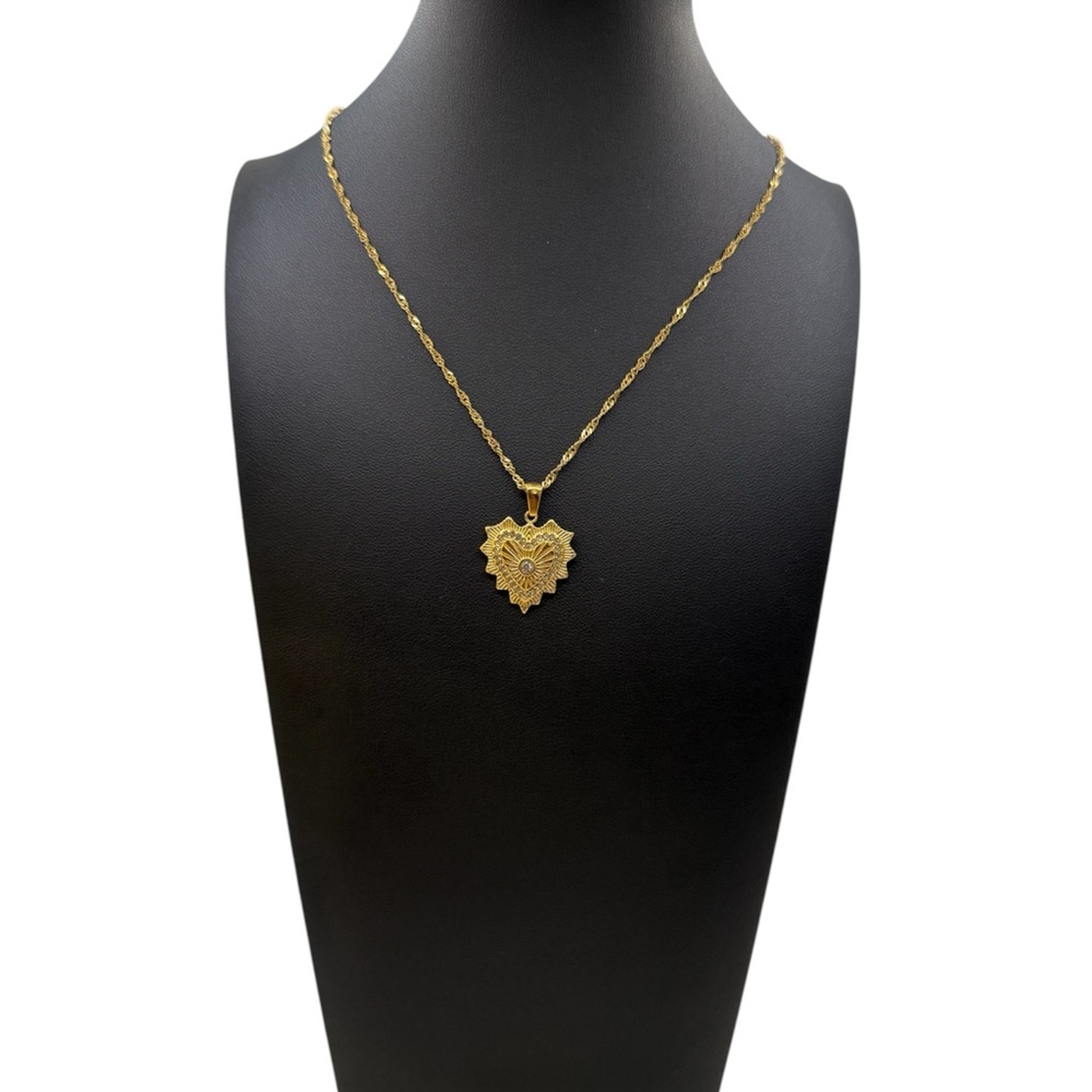NEW 18K GOLD PLATED VINTAGE HEART NECKLACE - Picture 5 of 7